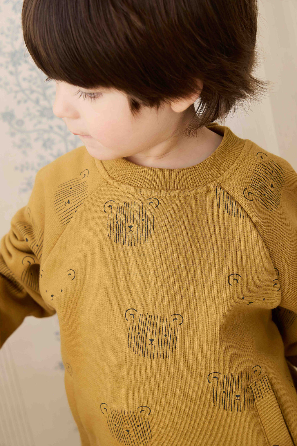 Sweat-shirt en coton biologique - Tête d'ours en peluche sarrasin