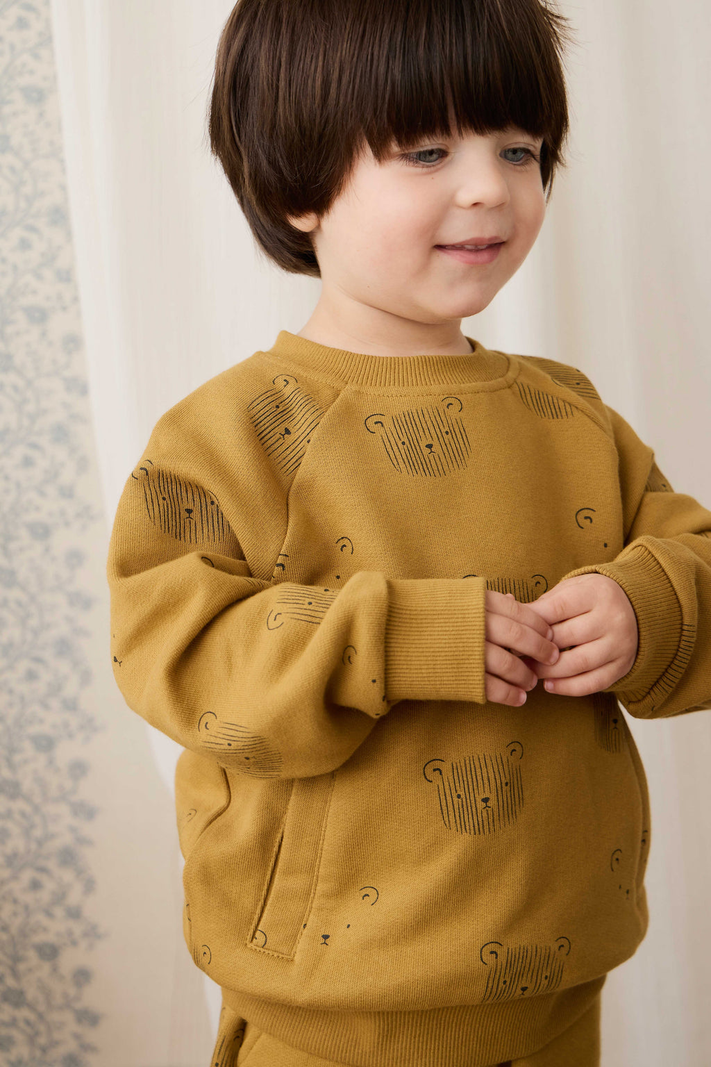 Sweat-shirt en coton biologique - Tête d'ours en peluche sarrasin