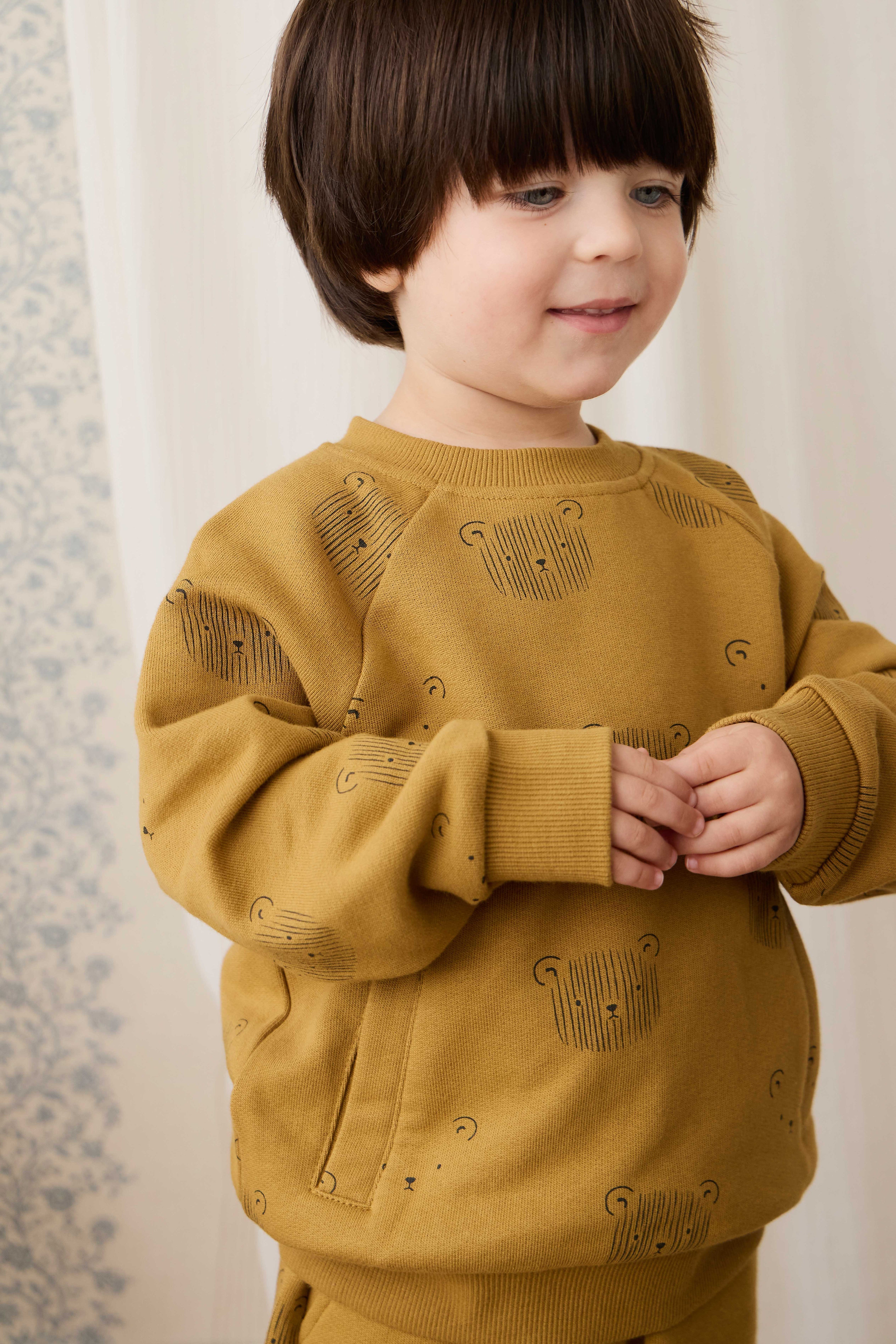 Sweat-shirt en coton biologique - Tête d'ours en peluche sarrasin