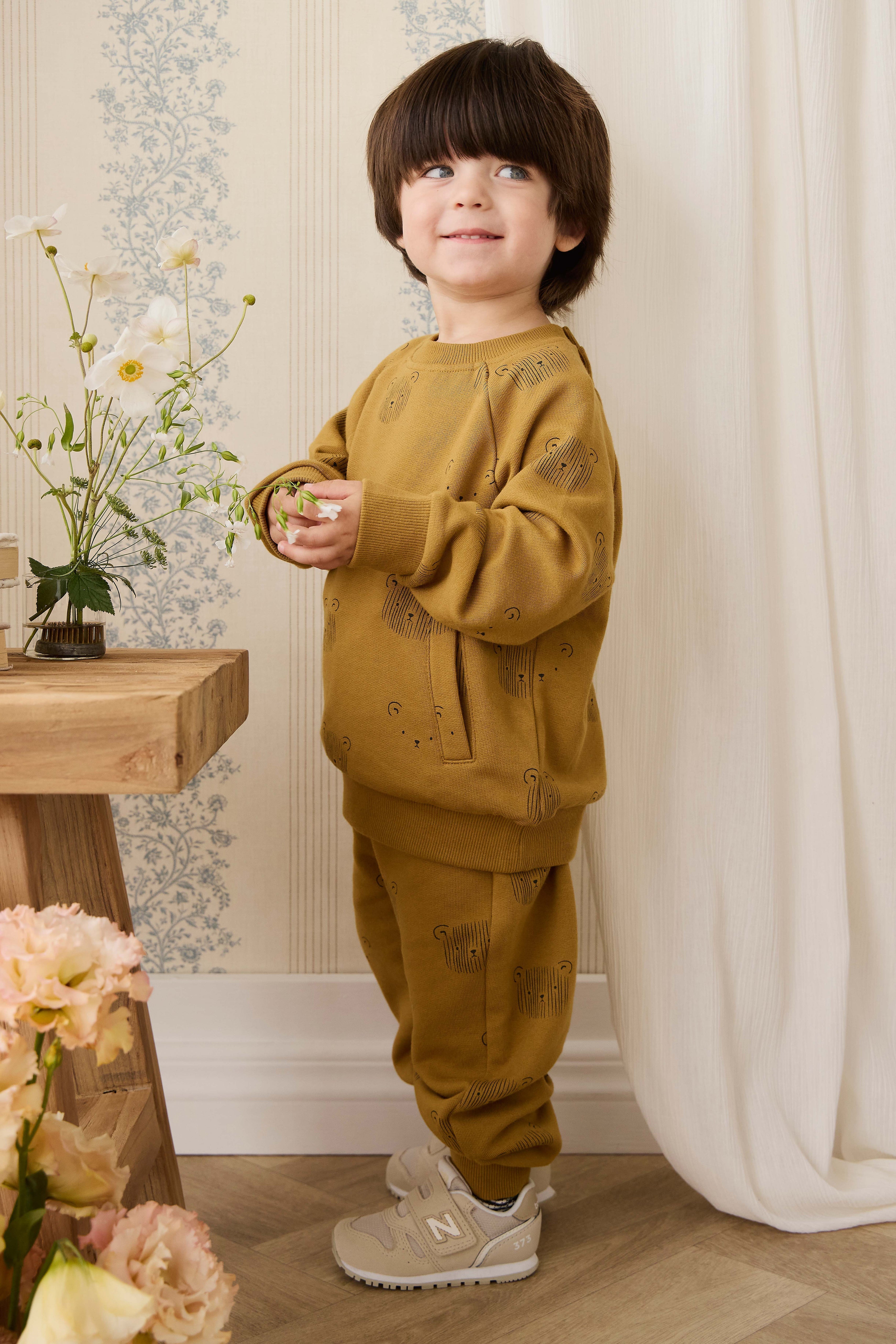 Sweat-shirt en coton biologique - Tête d'ours en peluche sarrasin