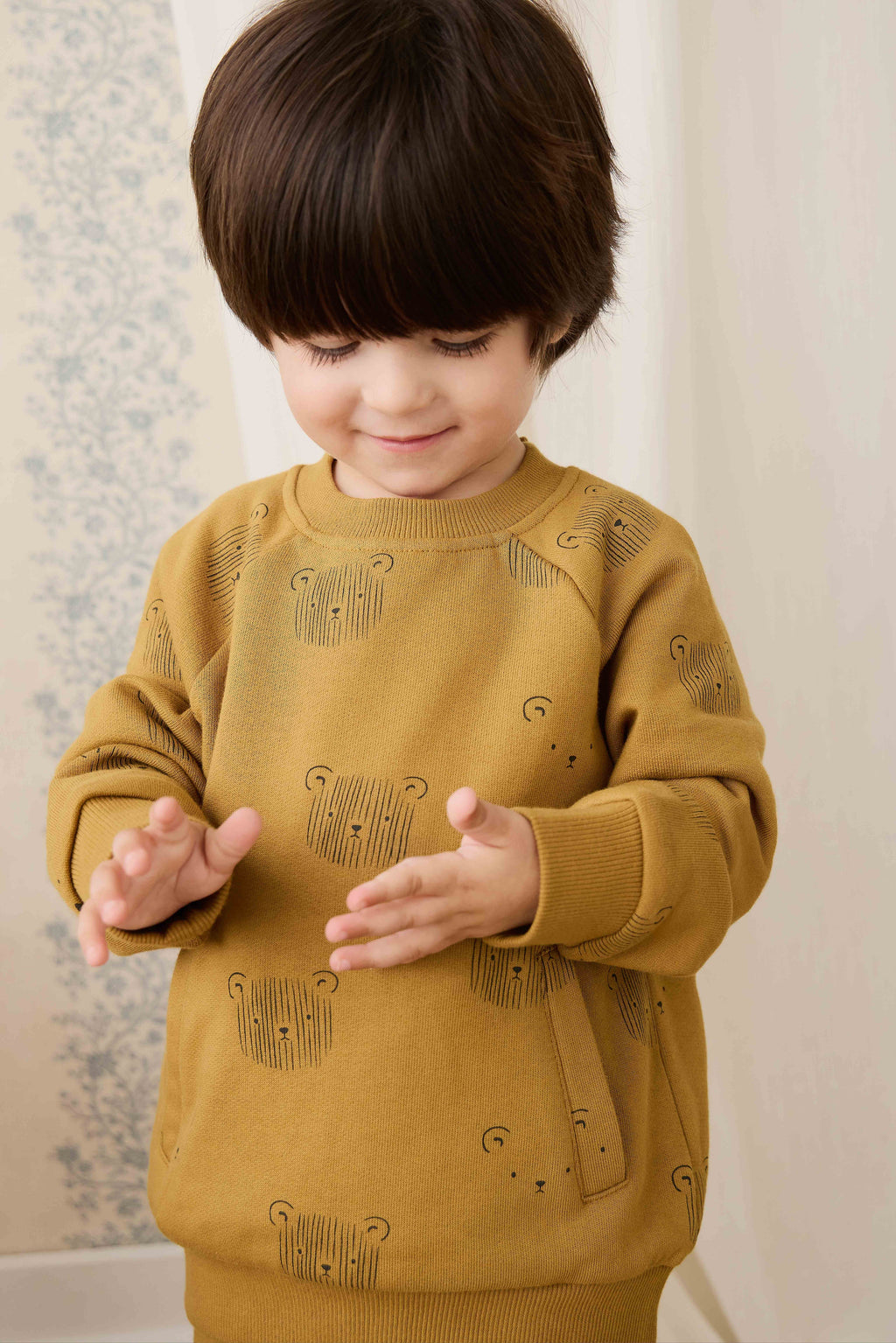 Sweat-shirt en coton biologique - Tête d'ours en peluche sarrasin