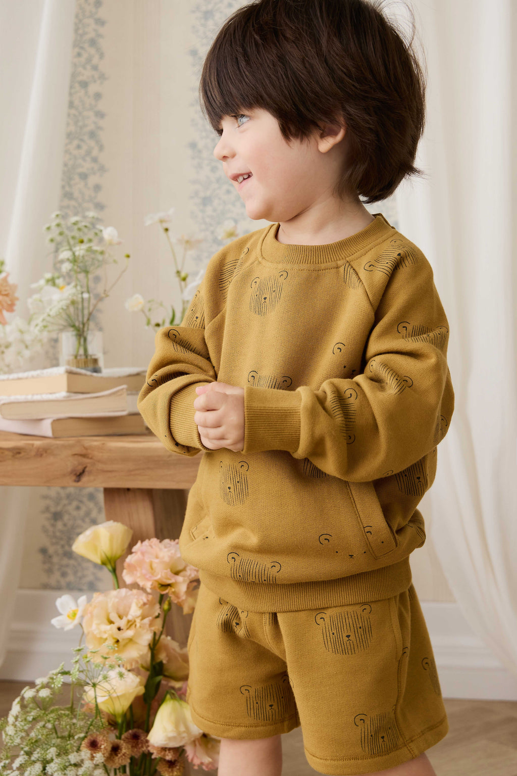 Sweat-shirt en coton biologique - Tête d'ours en peluche sarrasin