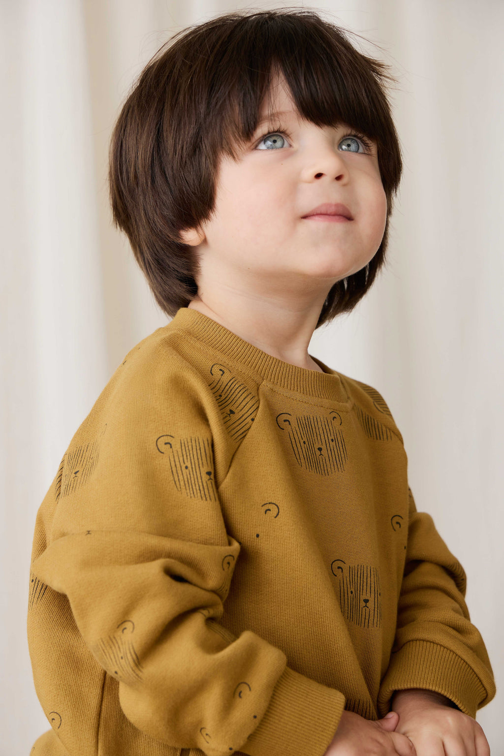 Sweat-shirt en coton biologique - Tête d'ours en peluche sarrasin