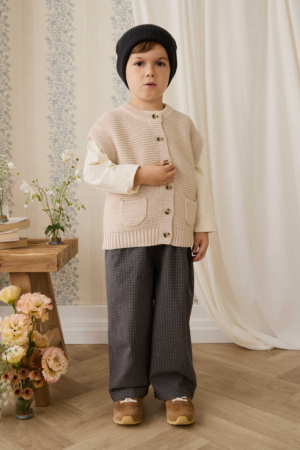 Pantalon en coton biologique - Basalt Grid