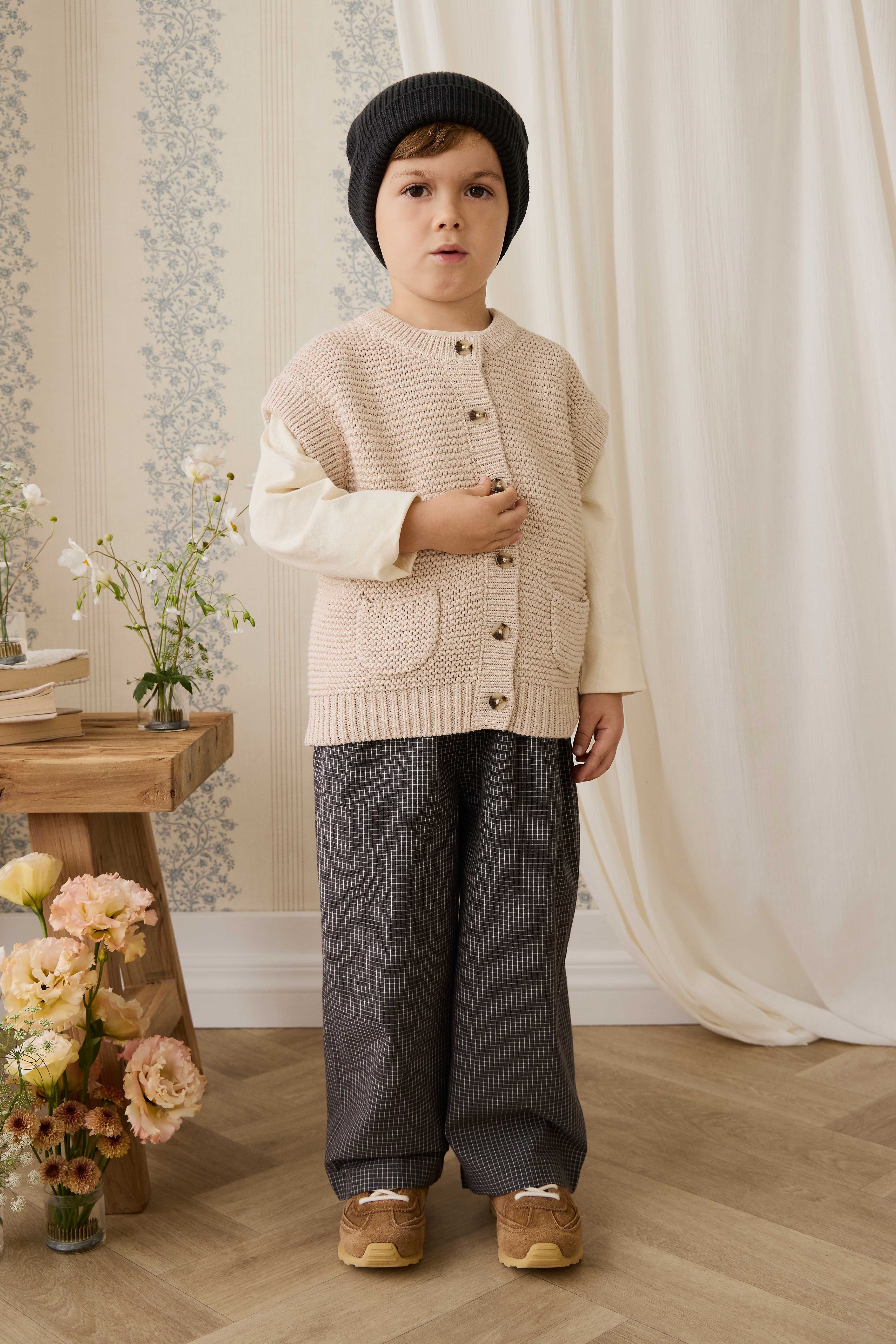 Pantalon en coton biologique - Basalt Grid