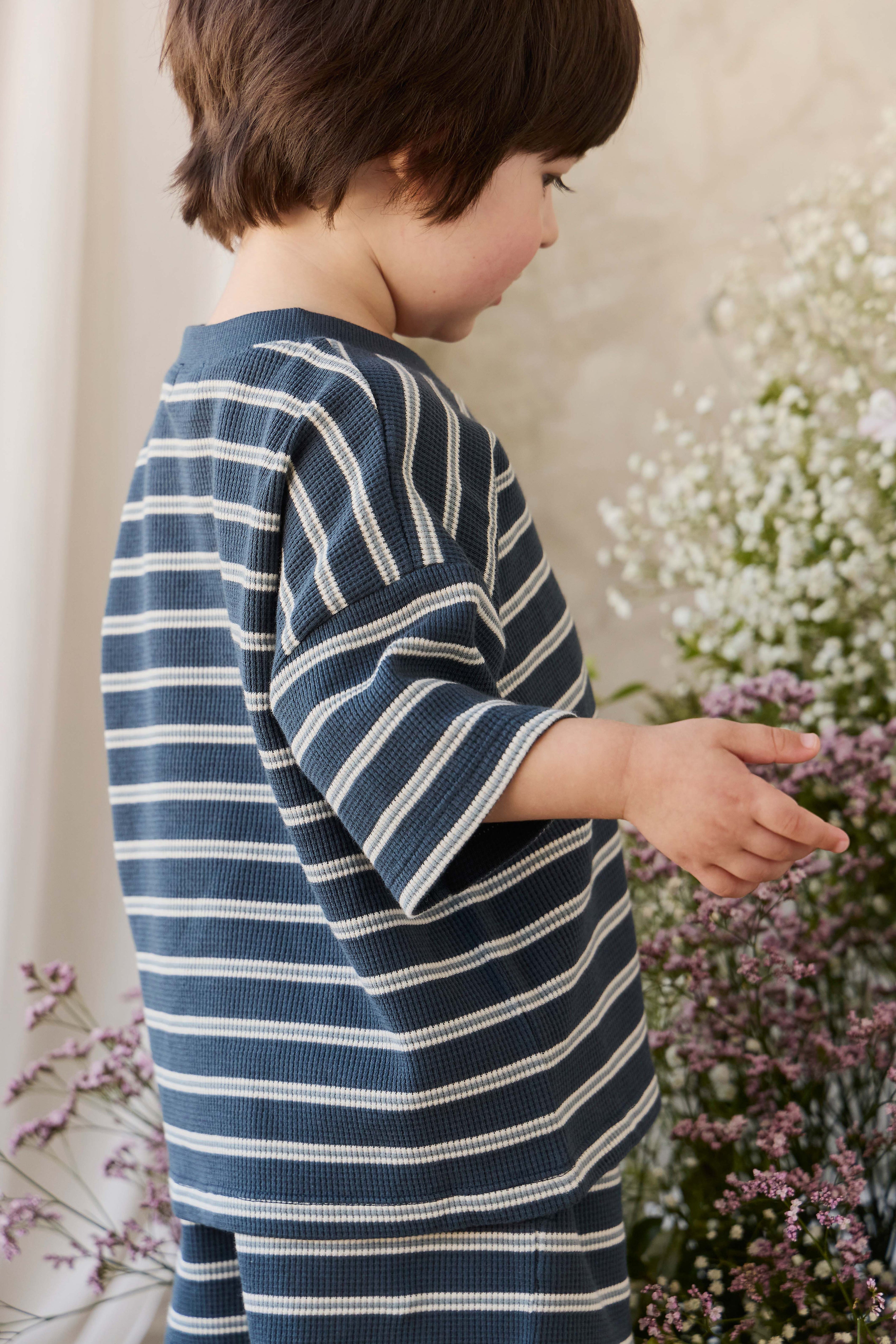 T-shirt gaufré en coton biologique – Rayures Rêveur Capitaine