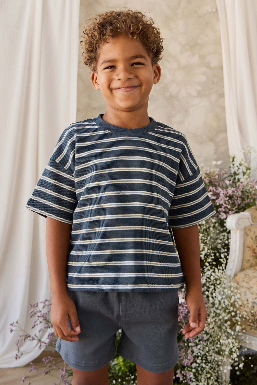 Short en pur coton bleu foncé pour enfant | 6 mois - 8 ans