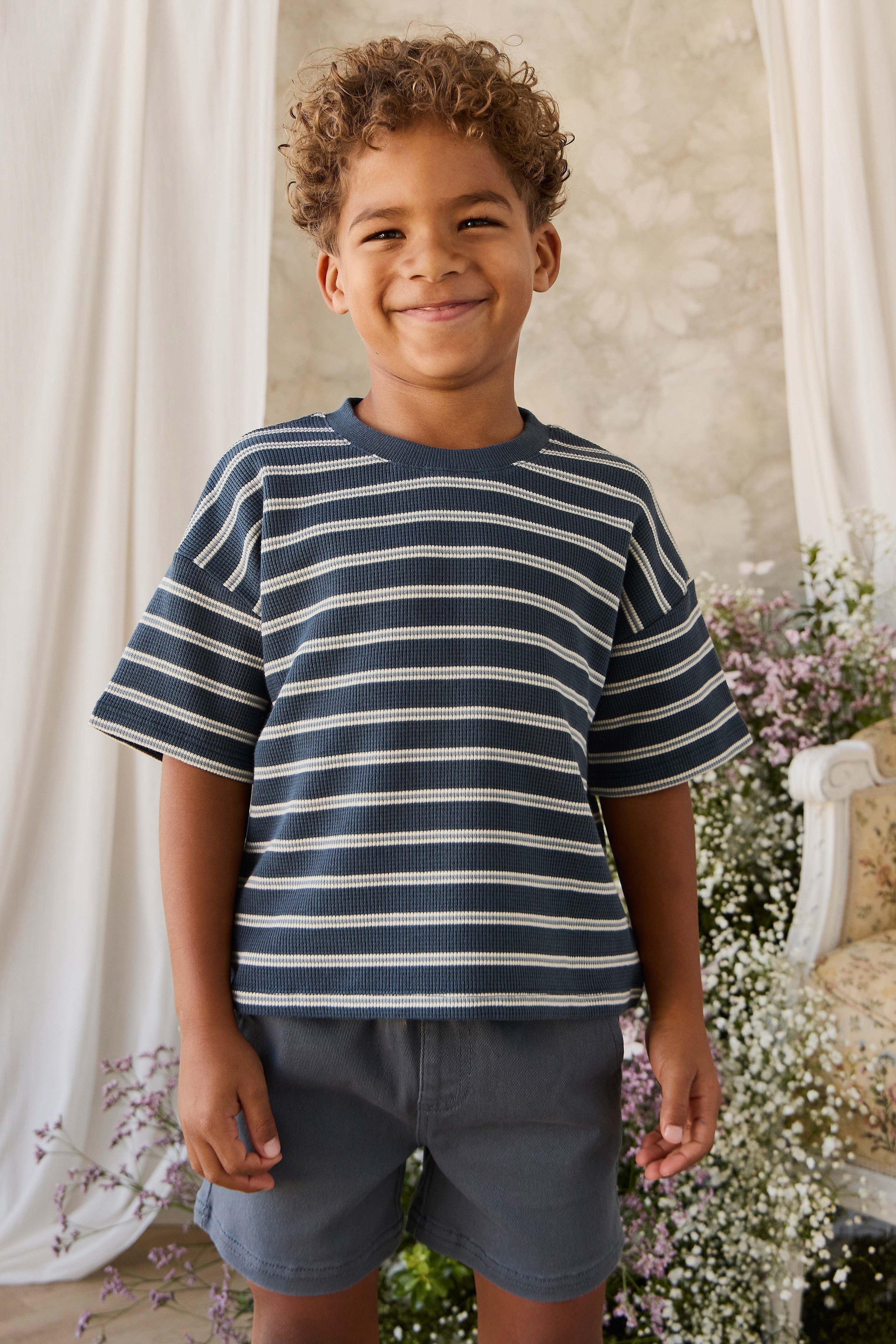 Short en pur coton bleu foncé pour enfant | 6 mois - 8 ans