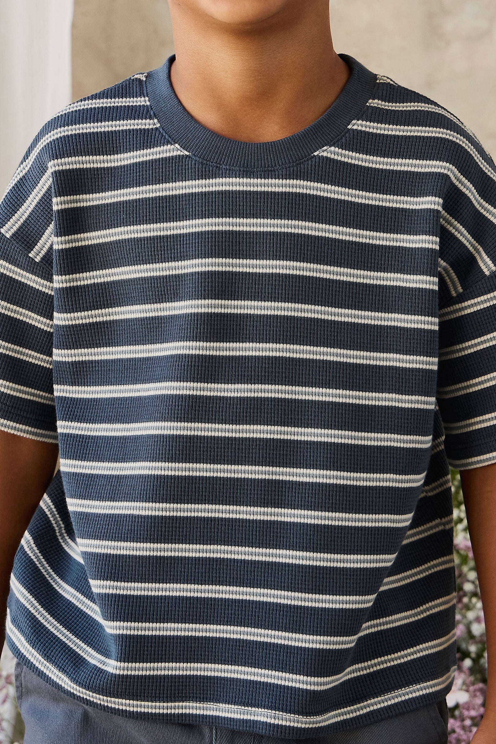 T-shirt gaufré en coton biologique – Rayures Rêveur Capitaine