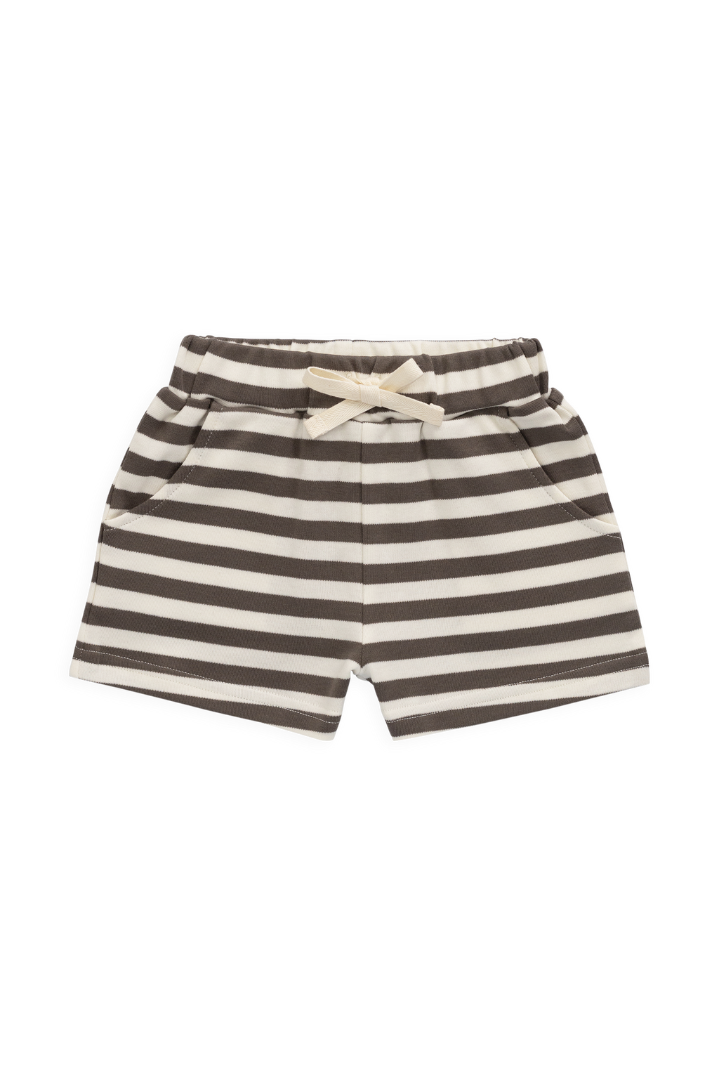 Short en coton Pima - Rayure essentielle Raku / Nuage