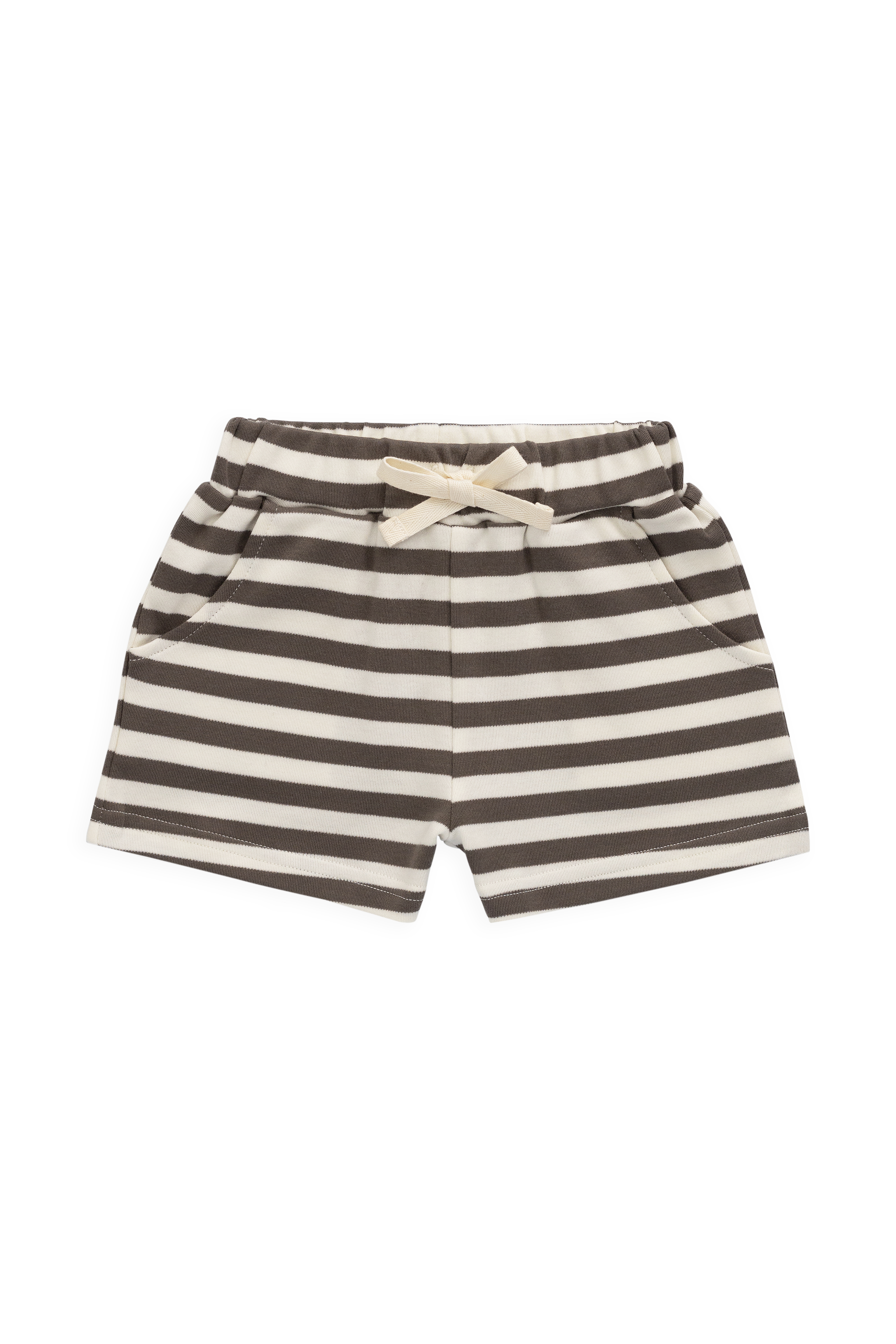 Short en coton Pima - Rayure essentielle Raku / Nuage