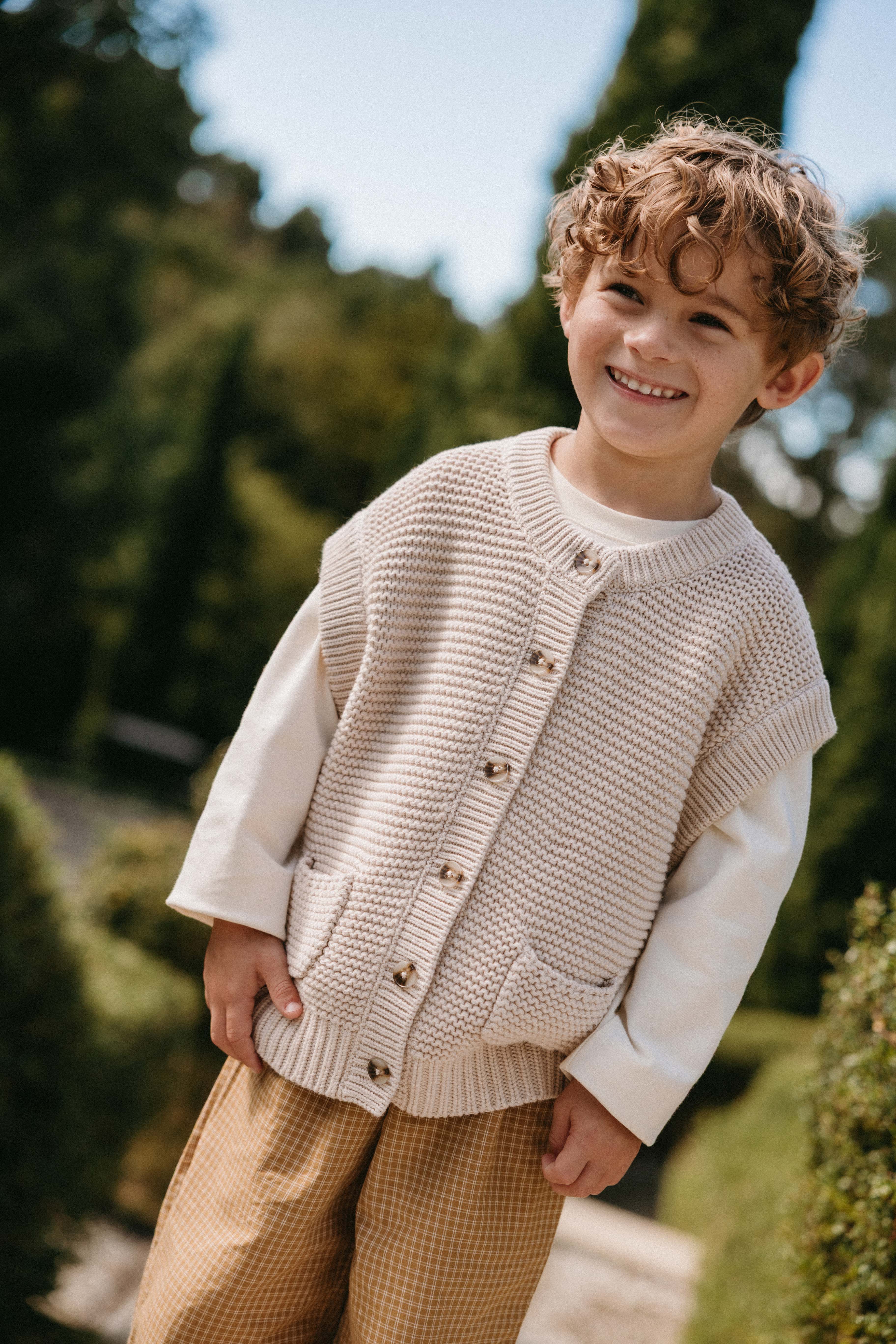 Pantalon en coton biologique – Carreaux fenêtre sarrasin