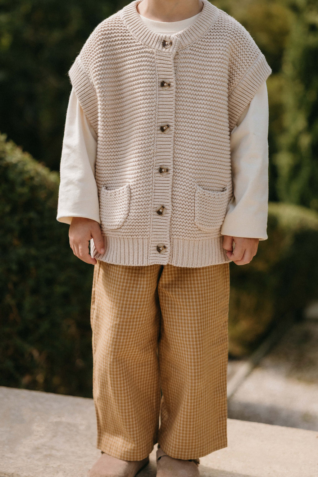 Pantalon en coton biologique – Carreaux fenêtre sarrasin