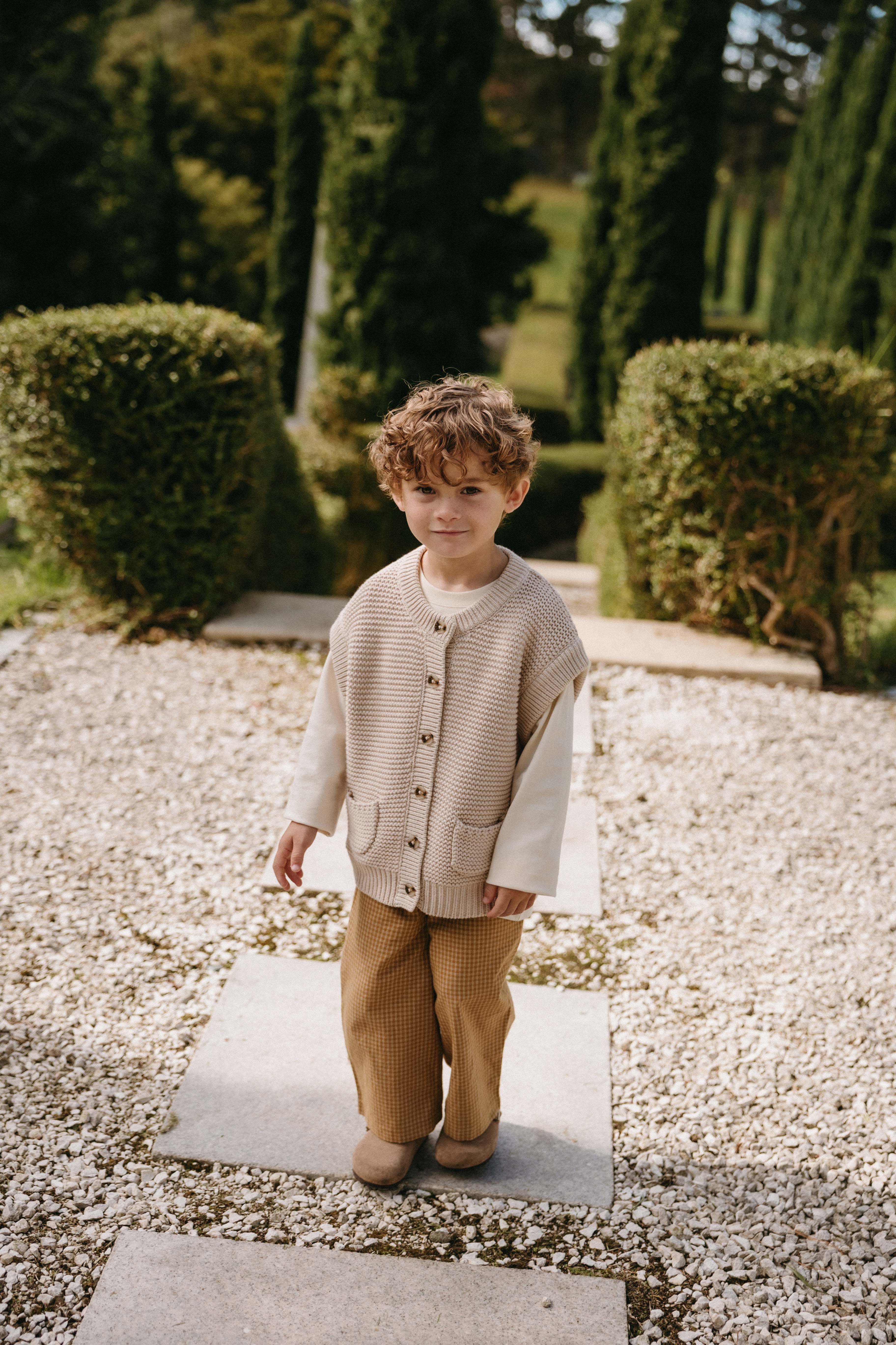 Pantalon en coton biologique – Carreaux fenêtre sarrasin