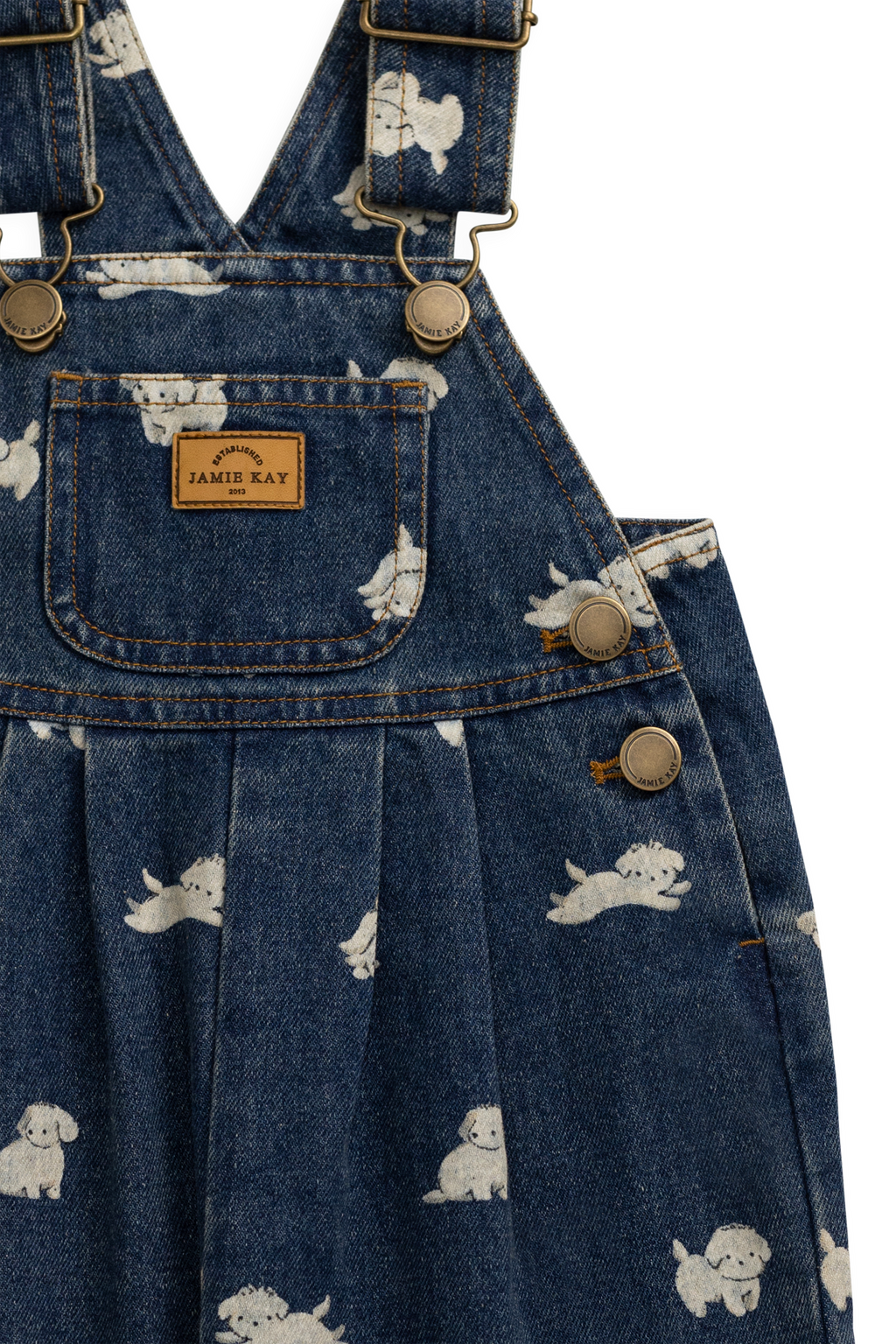 Salopette en jean imprimé chiot – Bébé et enfant (6 mois–6 ans)