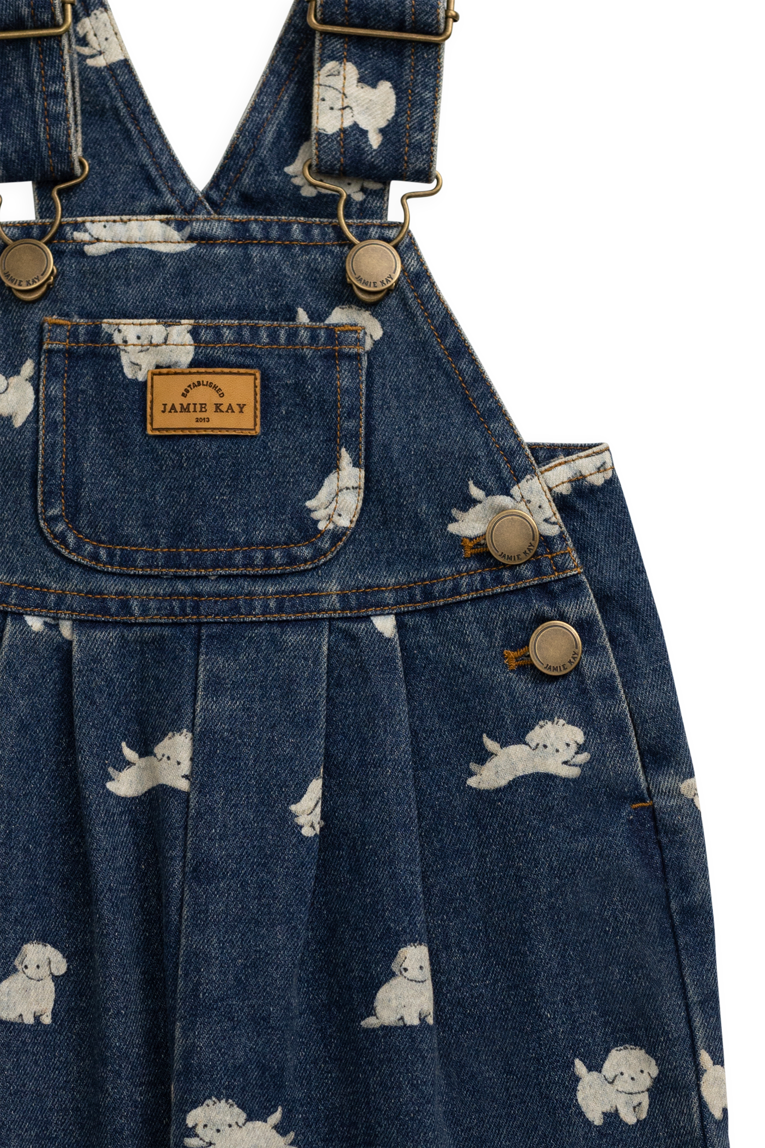 Salopette en jean imprimé chiot – Bébé et enfant (6 mois–6 ans)